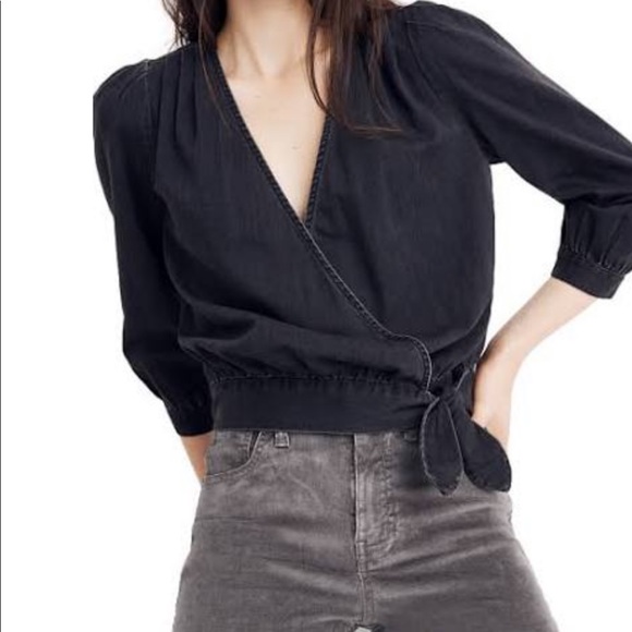 Madewell Tops - Madewell Denim Wrap Top Size XXS NWT